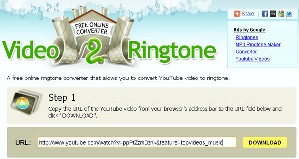 Youtube 2 Ringtone 將 Youtube 影片轉成手機鈴聲的線上免費工具