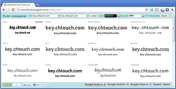 Font Comparer - Google Web 字型線上預覽服務