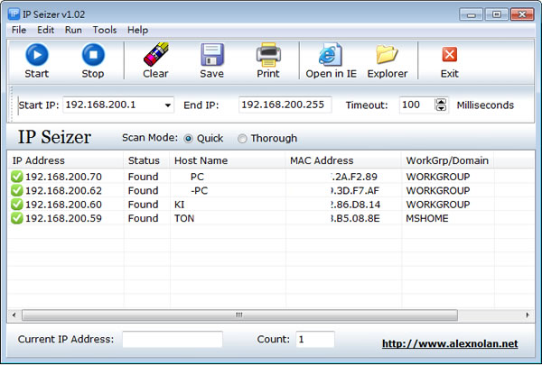 IP Seizer 掃描網路區段，找出已佔用的 IP 位置的電腦名稱、MAC 位址(免安裝)