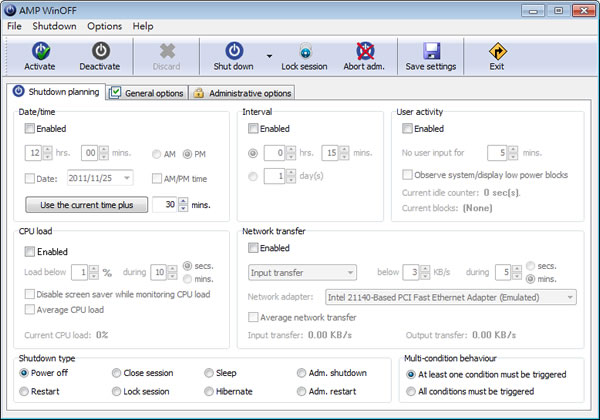 AMP WinOFF 電腦定時關機工具，可設定多重關機條件(免安裝)