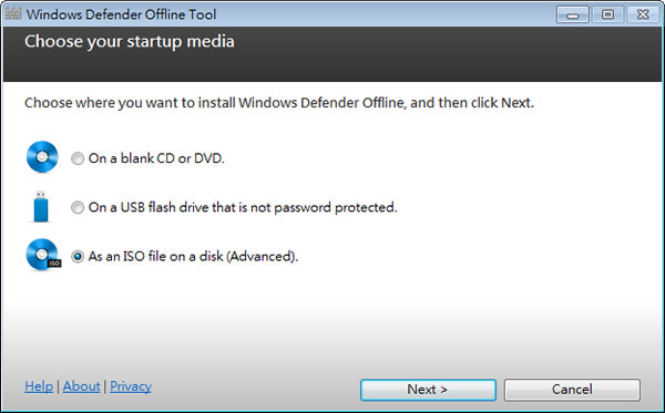 Windows Defender Offline 微軟提供 Windows Defender 惡意軟體離線掃描工具，讓你開機就可以掃描