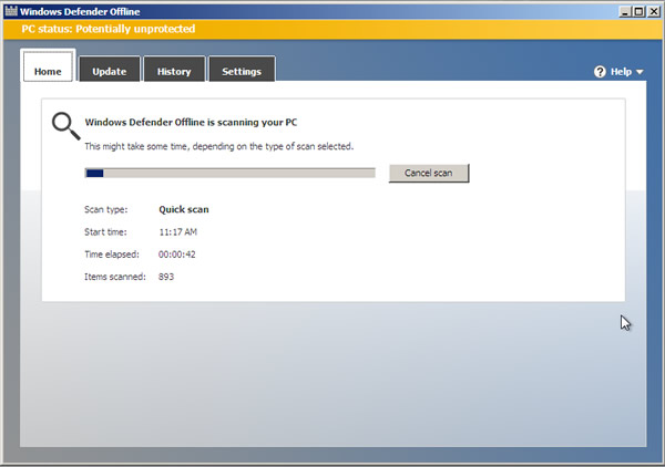 Windows Defender Offline 微軟提供 Windows Defender 惡意軟體離線掃描工具，讓你開機就可以掃描