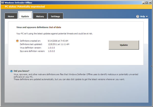 Windows Defender Offline 微軟提供 Windows Defender 惡意軟體離線掃描工具，讓你開機就可以掃描