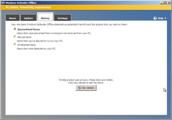Windows Defender Offline 微軟提供 Windows Defender 惡意軟體離線掃描工具，讓你開機就可以掃描