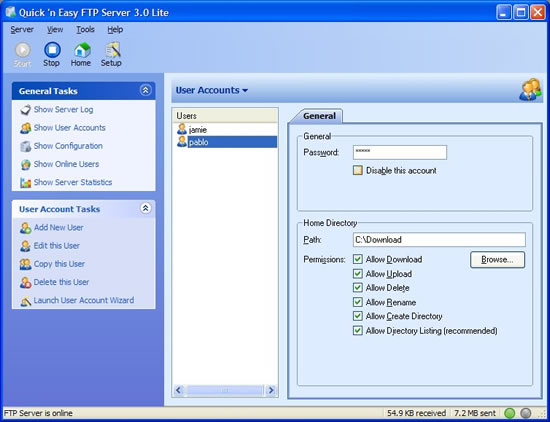 Quick‘n Easy FTP Server - 免安裝，最簡單設定的FTP Server