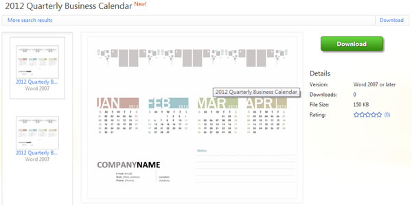 New Word calendars for 2012 微軟 2012 年 Word 新版商務日曆免費下載 New Word calendars for 2012 微軟 2012 年 Word 新版商務日曆免費下載