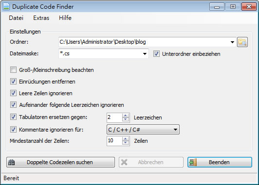 Duplicate Code Finder 找出重複的程式碼(免安裝) Duplicate Code Finder 找出重複的程式碼(免安裝)