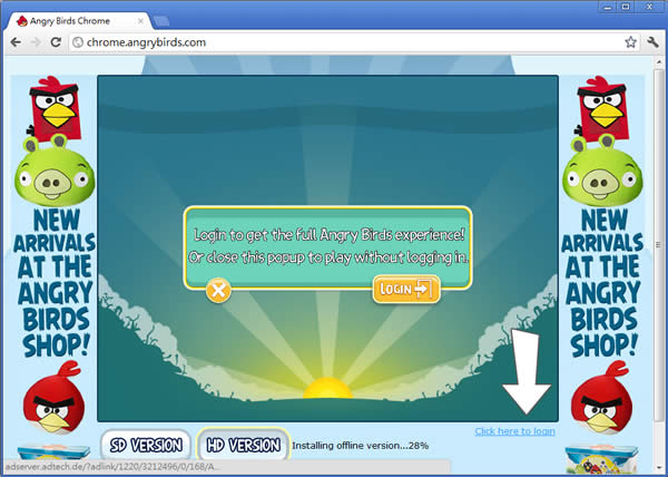 Angry Birds 使用 Chrome 瀏覽器的擴充功能就能玩