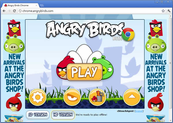 Angry Birds 使用 Chrome 瀏覽器的擴充功能就能玩