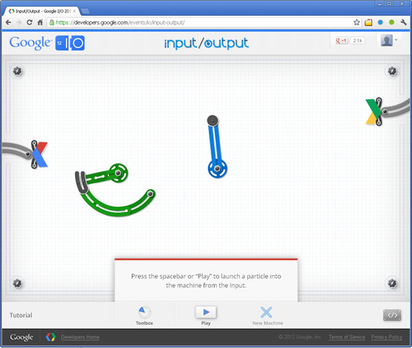 Google I/O(input-output) 機械組合遊戲