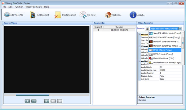 Weeny Free Video Cutter 影片剪輯免費軟體