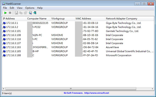 NetBScanner 掃描 IP 區段內所有的電腦(免安裝)