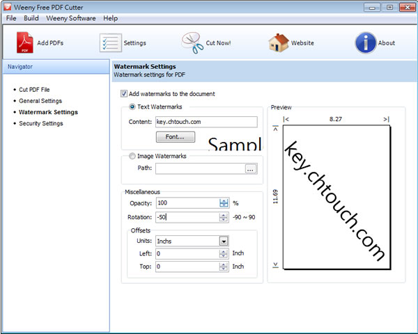 Weeny Free PDF Cutter 將 PDF 檔案進行分割、加入浮水印與開啟及編輯保全設定