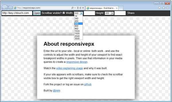 Responsivepx 顯示網頁在不同解析度下的效果
