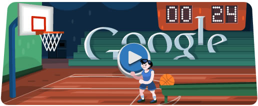 Google 搜尋首頁 - 奧運投籃遊戲