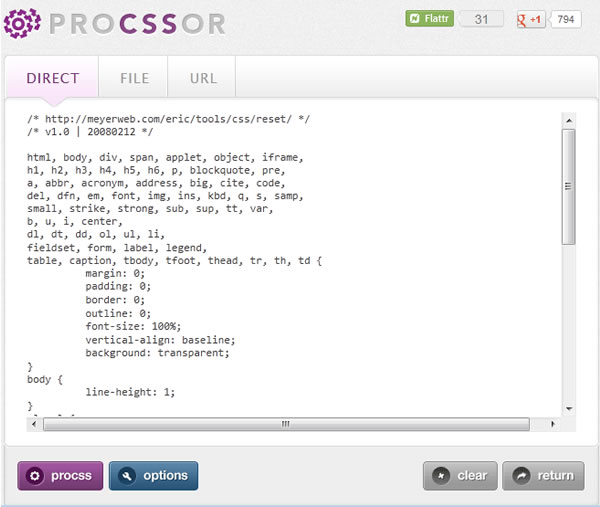 ProCSSor 線上 CSS 語法排版器