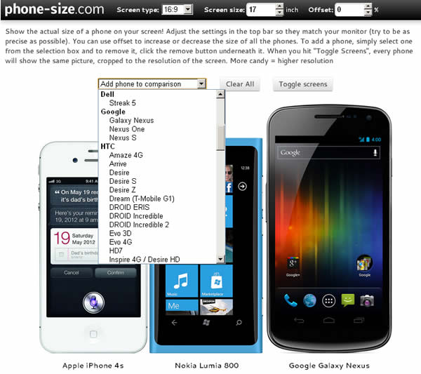 phone-size.com 手機尺寸對比免費服務