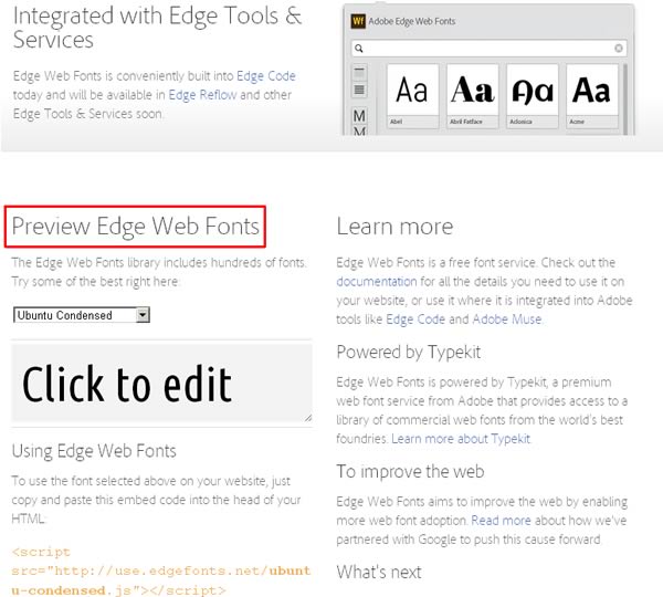如何在網頁裡使用 Adobe 所推出的 Edge Web Fonts 免費網頁字型服務？