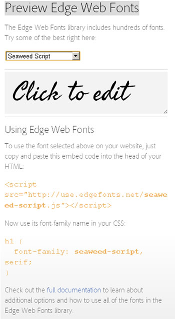 如何在網頁裡使用 Adobe 所推出的 Edge Web Fonts 免費網頁字型服務？