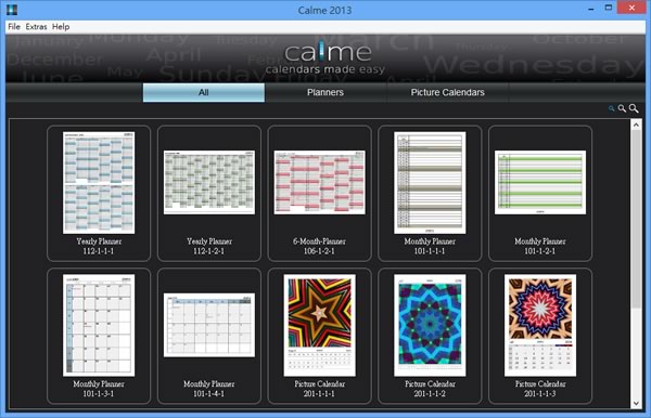 Calme 年、月曆製作工具