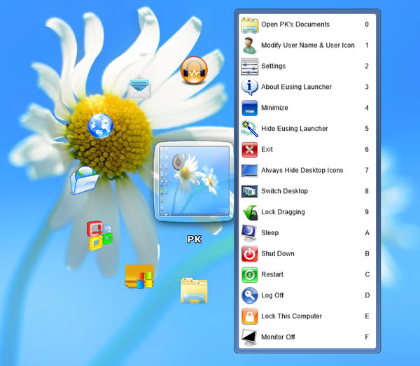 Eusing Launcher 讓桌面的圖示捷徑能有不同的排列方式 Eusing Launcher 讓桌面的圖示捷徑能有不同的排列方式