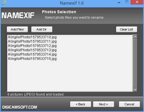 Namexif 依相片拍攝時所記錄的 EXIF 時間來批次重新命名檔名