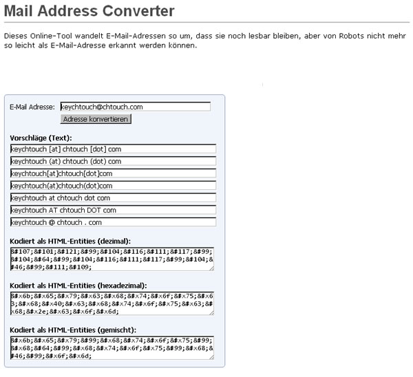 Mail Address Converter 線上將電子郵件地址轉 10進制或 16進制