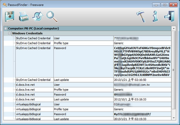 PasswdFinder 找出儲存在電腦內的帳號與密碼