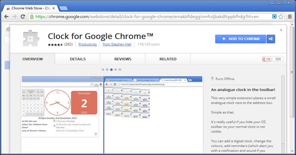 Clock for Google Chrome™ 在瀏覽器上設置提醒時間