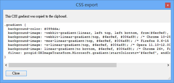 ColorBug 螢幕取色工具,可產生漸層色 CSS 樣式表(免安裝) ColorBug 螢幕取色工具,可產生漸層色 CSS 樣式表(免安裝)