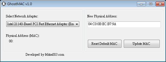GhostMAC 更改 MAC 位址