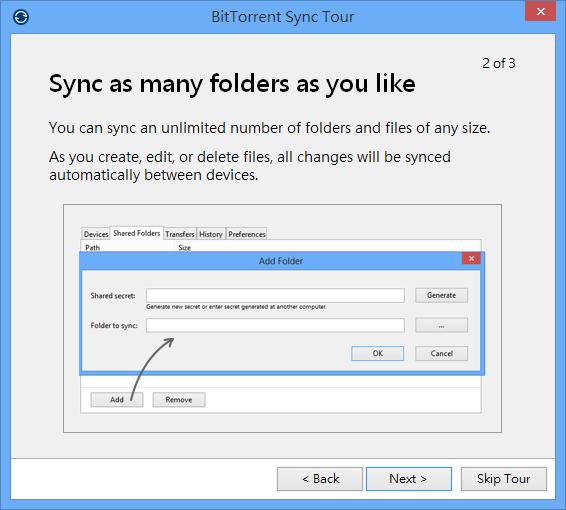 BitTorrent Sync 利用 P2P 技術,將別人電腦內的檔案同步到自己電腦 BitTorrent Sync 利用 P2P 技術,將別人電腦內的檔案同步到自己電腦