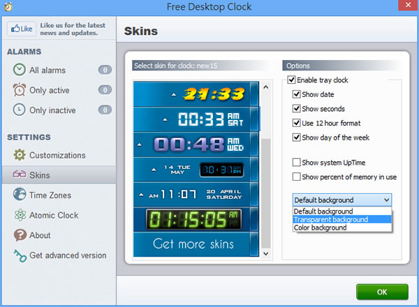 Free Desktop Clock 更換 Windows 預設的日期/時間樣式