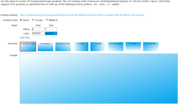 CSS Gradient Background Maker 漸層色 CSS 代碼產生器，適用 Firefox,IE,Chrome,Safari,Opera
