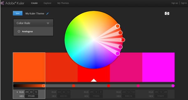 kuler 由 Adobe 所開發的線上色彩配置服務 kuler 由 Adobe 所開發的線上色彩配置服務