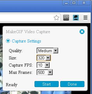 MakeGIF Video Capture 將正在瀏覽器播放的影片製作成 GIF 動畫 - 瀏覽器擴充功能